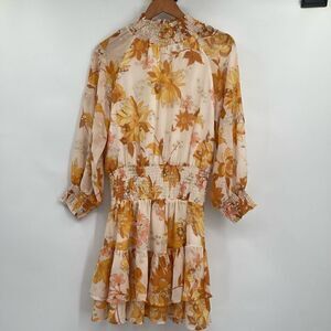 BTFL-life Yellow Ambrielle Floral Smocked Long Sleeve Mini Dress Small